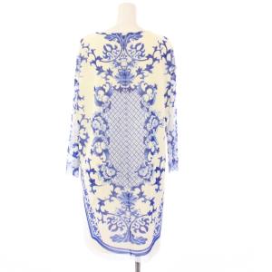 VIVIENNE TAM タグ付き ワンピース チュニック 長袖 ひざ丈 パワーネット 1 白 青 016-6110421 /KH