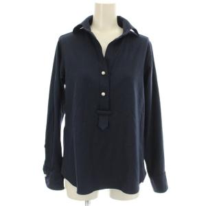 オープンカラーシャツ A0378FB323 ブラウス 長袖 パールボタン 1 ネイビー 紺 /G