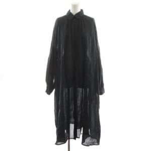 24SS enormous OP ワンピース ロング丈 長袖 リネン 麻 36 黒 ブラック 24040500702010