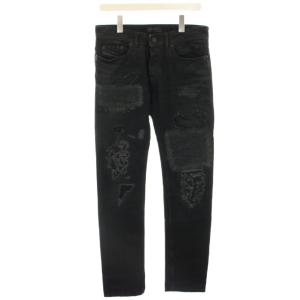 デニムパンツ ジーンズ スリムストレート ダメージ加工 28 黒 ブラック TYPE-2510 /HN