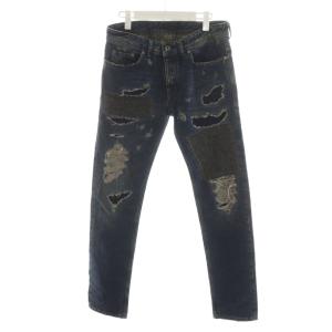 TYPE-2510 デニムパンツ ジーンズ ジーパン ボタンフライ ダメージ加工 28 紺 ネイビー /AN49