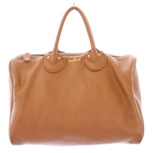 ボストンバッグ ハンドバッグ レザー ロゴ プリント 茶 ブラウン /BB