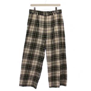24AW Cチェック2タックパンツ ジップフライ S ベージュ 緑 24030440023040 /BM
