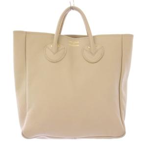 レザートート ハンドバッグ ロゴ プリント グレージュ 52-62-0113-110 /BB