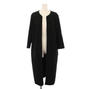 カーディガン 七分袖 ロング ノーカラー F 黒 16020500405110 /BM