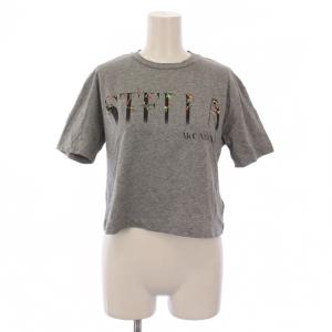 Tシャツ カットソー 半袖 クルーネック プリント 36 グレー /BM