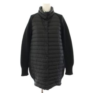ダウンジャケット アウター ハイネック ニット切替 エルボーパッチ 40 黒 ブラック /YT