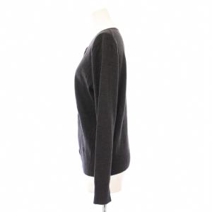 BURBERRY LONDON ニットカーディガン 長袖 クルーネック ロゴ 刺繍 ウール 2 グレー /BB