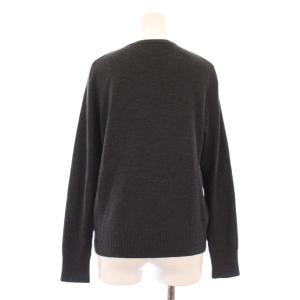 BURBERRY LONDON ニットカーディガン 長袖 クルーネック ロゴ 刺繍 ウール 2 グレー /BB