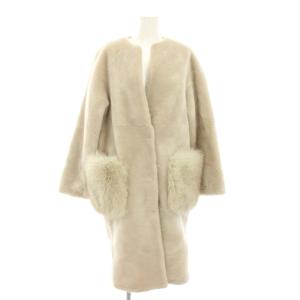 メリノノーカラーコート アウター ムートン フォックスファー 36 ベージュ 36364077 /YT