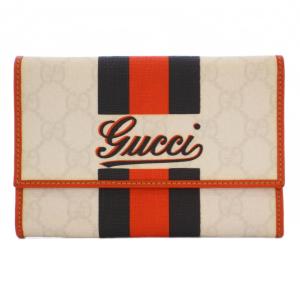 財布 二つ折り JOYライン GG柄 レザー オレンジ アイボリー /BM OH