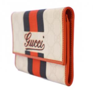 GUCCI 財布 二つ折り JOYライン GG柄 レザー オレンジ アイボリー /BM OH