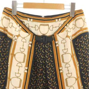 miss ashida スカート ひざ丈 シルク 総柄 11 黒 茶 /DF