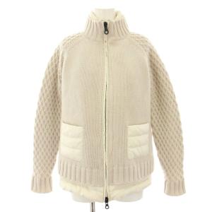 ダウンジャケット アウター ニット切替 エルボーパッチ カシミヤ混 40 ベージュ 白 ホワイト /YT