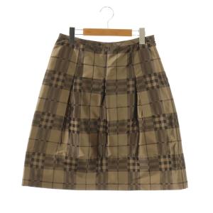 台形スカート ひざ丈 チェック柄 40 ベージュ /DF