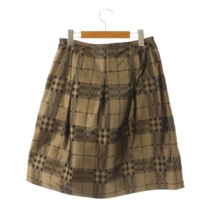 BURBERRY LONDON 台形スカート ひざ丈 チェック柄 40 ベージュ /DF