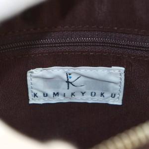 KUMIKYOKU ハンドバッグ 切替 ターンロック 千鳥格子 ウール レザー ベージュ 茶 ブラウン /AN2