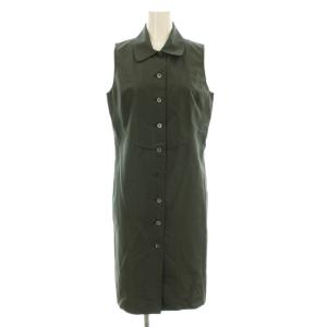 シャツワンピース ミモレ ロング ノースリーブ シルク 40 カーキ 204 1101 7003 /KU