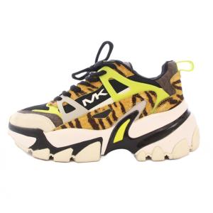 ローカットスニーカー シューズ 厚底 アニマル柄 ハラコ メッシュ レザー 切替 7M マルチカラー /BB