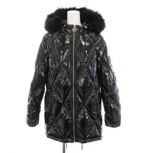 ダウンコート キルティング ナイロン フェイクファー フード付き アウター S ブラック MF02J7VD2W