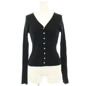 24SS 5×3リブショートカーディガン ニット Vネック 長袖 黒 ブラック 24080900250020