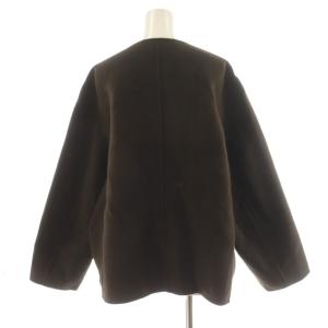 23区 22AW ウールリバー ショートコート ノーカラーコート ウール アウター 大きいサイズ 46 茶 ブラウン
