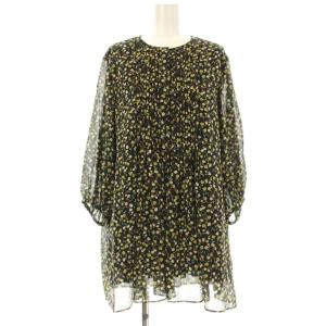 シャツ ブラウス 長袖 花柄 13AR 黒 ブラック 黄 イエロー 12961-04084 /OR