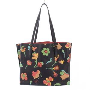 COACH フローラル トートバッグ ハンドバッグ レザー ロゴチャーム 花柄 黒 ブラック マルチカラー A2266-C8215