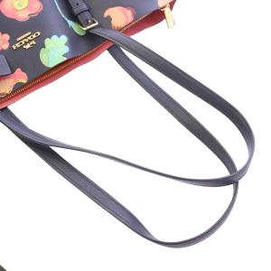 COACH フローラル トートバッグ ハンドバッグ レザー ロゴチャーム 花柄 黒 ブラック マルチカラー A2266-C8215