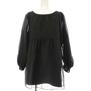 シャツ ブラウス 長袖 ドット柄 15R 黒 ブラック 13501-00367 /OR