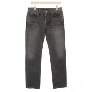 デニムパンツ ジーンズ ストレート ボタンフライ ロゴパッチ フェイクレザー 79 グレー /BB