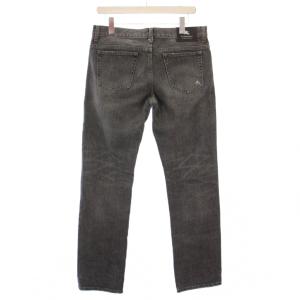 BURBERRY BLACK LABEL デニムパンツ ジーンズ ストレート ボタンフライ ロゴパッチ フェイクレザー 79 グレー /BB
