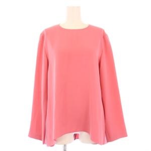 ヘムデザインブラウス シャツ プルオーバー 長袖 クルーネック 無地 ストレッチ 36 ピンク YCB-119-113