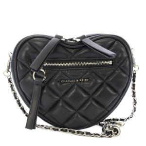 フィロメナ Philomena キルトハートクロスボディバッグ ショルダーバッグ ポシェット 黒 /TK