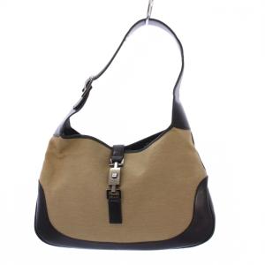 ジャッキー ワンショルダーバッグ キャンバス レザー ベージュ ブラック 001・3306