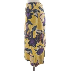 MARNI フレアスカート ひざ丈 総柄 麻 38 黄色 紫 E09GOMAE10A00TCH35 /RR