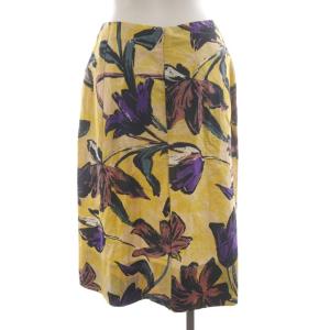 MARNI フレアスカート ひざ丈 総柄 麻 38 黄色 紫 E09GOMAE10A00TCH35 /RR