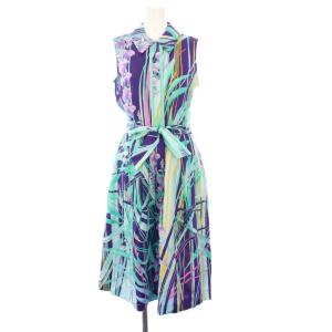 FASHION シャツワンピース 花柄 34 ブルー 0350610