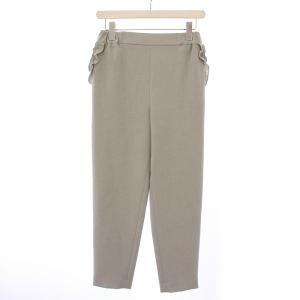 テーパードパンツ スラックス イージー ウエストゴム ストレッチ フリル 34 グレー タグ付き /BB