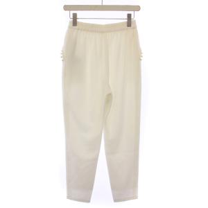 René テーパードパンツ スラックス イージー ウエストゴム ストレッチ パール 装飾 34 白 ホワイト /BB