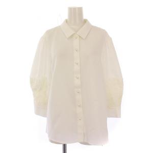 シャツ ブラウス 長袖 レギュラーカラー レース 34 白 ホワイト タグ付き /BB
