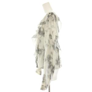 ARMANI COLLEZIONI ブラウス シャツ 長袖 総柄 ラメ フリル 42 白 ホワイト グレー BMC22T /HN