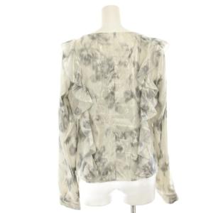 ARMANI COLLEZIONI ブラウス シャツ 長袖 総柄 ラメ フリル 42 白 ホワイト グレー BMC22T /HN