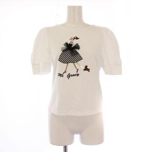 Tシャツ カットソー 半袖 クルーネック ストレッチ 刺繍 38 タグ付き 白 ホワイト /BB