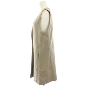 PLST 23AW コットンブレンドノーカラーミドルジレ ベスト S ベージュ 12-3302008 /OR