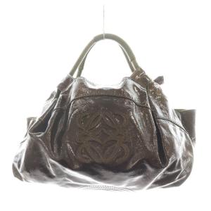 アナグラム ナッパアイレ ハンドバッグ レザー エナメル カーキ ブラウン