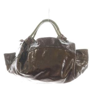 LOEWE アナグラム ナッパアイレ ハンドバッグ レザー エナメル カーキ ブラウン