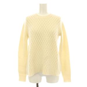 ニット セーター 長袖 クルーネック ウール カシミヤ混 1 白 ホワイト 6513-105-0284