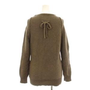 YURI PARK ニット セーター 長袖 ボトルネック リボン ウール シルク混 カシミヤ混 茶 ブラウン 6513-343-0388