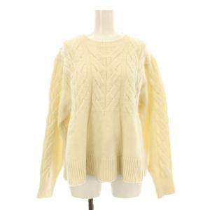 ルーズツイストケーブルニットプルオーバー セーター 長袖 クルーネック ウール 白 ホワイト 15132994813